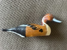 Vintage Wooden Duck Decoy Hand Painted Made in Taiwan 11” Rustic Cabin Decor picture
