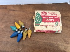 Vintage GE Replacement C6 Ribbed Christmas Light Bulbs Multicolor LOT of 17 picture