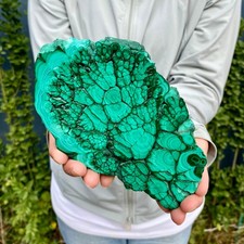 1.63LB Natural Green Malachite Crystal Flaky Pattern Ore Specimen Quartz Healing picture