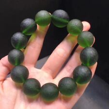 Genuine Natural Green Moldavite Meteorite 17mm Gems CZECH Woman Beads Bracelet  picture