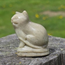 Vintage Chinese Stone Cat  whistle Figurine Soapstone Carved kitty 1960s Chinese picture