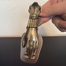 Vintage Victorian Style Brass Hand Desk Clip Paper/Letter Holder Park Sherman Co picture