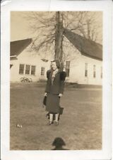 Lady Outdoors Photograph Vintage Fashion 1930s Domestic Life 2 1/2 x 3 1/2 picture