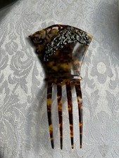 Victorian faux tortoiseshell hair comb sterling silver embellished hair ornament picture