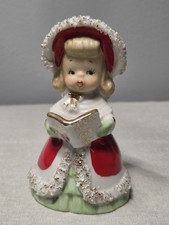 Vintage 1950s Geo Z Lefton Christmas Caroler Angel Bell Figurine Spaghetti Trim picture