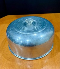 Vintage Aluminum Cake Cover Dome With Clear Acrylic Knob 11.5 Inch picture