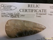 Papered Cent Texas Friday Knife Arrowhead, Prehistoric Blade *FREE SHIPPING* P27 picture