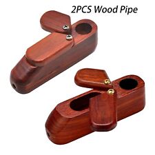 2PCS Rotary Cover Wooden Smoking Pipe Portable Wood Pipe Tobacco Storage Box picture