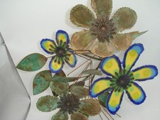 Vintage Curtis Jere Copper Enamel Flowers Mid Century picture