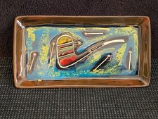 Vintage c. 1960’s MCM Ceramic Dish/Trinket Ash Tray Abstract Smoking Pipe Motif picture
