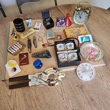 Junk Drawer Lot Variety Vintage Pieces Clocks Knives Dice Matches Etc...As Is picture