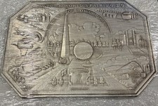 VTG 1939 NY Worlds Fair, Hot Plate Pad Mat Trivet 7x10 With Original News Paper picture