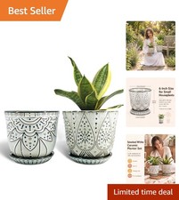 Stylish 6-Inch Ceramic Tabletop Planter Set of 2 - Ideal for Home Decoration picture