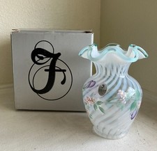 FENTON Glass Floral Hand Painted Signed 5