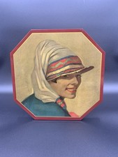 Vintage Pyraglass Octagonal Red Frame Smiling Woman Portrait Plaque Newburgh NY picture