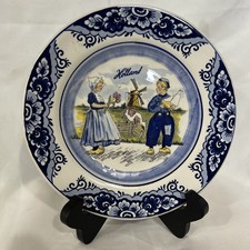 Vintage Hand-Painted Delft Blue Ceramic Wall Plate From Holland Dutch Scene picture