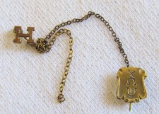 Gold Filled Chi Omega Psi Panhellenic Womens Sorority Pin Dangling Eta Symbol picture