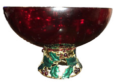 Teleflora Christmas Candy Dish Holly & Berries with Gold Trim picture