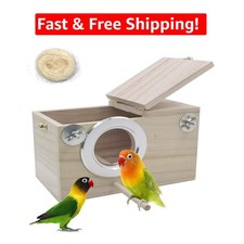 Secure and Stylish Bird Breeding Box in Natural Wood for All Medium Birds picture