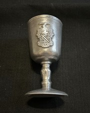 VINTAGE Phi Delta Theta fraternity large pewter crest goblet chalice, 6 1/2