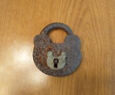 Rare Antique Metal PadLock w Brass Plate Found While Metal Detecting OLD Rusted picture