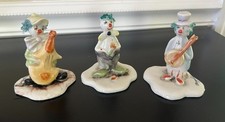 VTG Set of 3 Capodimonte Porcelain Clowns Figurines Hand Crafted Painted Italy picture