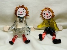 Rare Vintage Blown Glass Hand-painted Raggedy Ann & Andy Figurines  picture