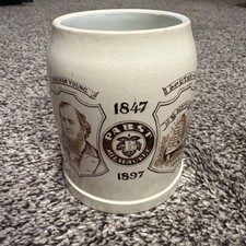 PRE PRO BEER MUG PABST MILWAUKEE BRIGHAM YOUNG, BEEHIVE MORMON UTAH RARE 1897 picture
