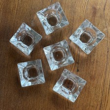 Salt Cellars Salties Set of 6 Clear Glass Square Open Dips Vintage 2X2X.75