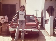 Vintage Photo Handsome Long Haired Man in Blue Jeans AMC Gremlin 1970s Gay Int picture