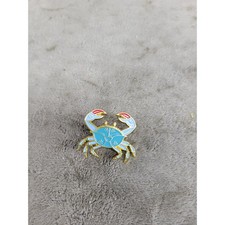 Blue Crab Enamel Pin Gold Tone Nautical Ocean Beach Accessory 1.25