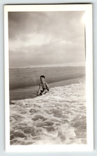Photo Little Boy Laughing Waves Ocean Beach Cape Cod MA Vintage 1940s to 1950s picture
