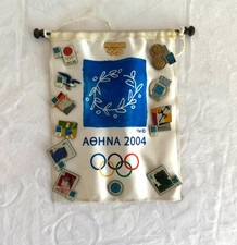 ATHENS 2004 OLYMPIC GAMES - Pin Set and Banner - Sports Memorabilia (Set of 12) picture