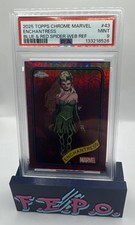 2025 Topps Chrome Marvel Blue & Red Spider Web Refractor Enchantress 51/62 PSA 9 picture