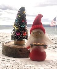Vtg LARS H Handcrafted Swedish Wooden Gnome Tomte Baking Cookies Figurine EVC picture