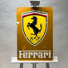 Ferrari Rusty Shield Heavy Metal Sign- Garage Decor – 40x60 cm (15.7” × 23.6”) picture