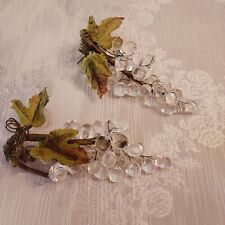 Vintage Lucite Acrylic Grape Clusters w/flocked Leaves MCM small Clear Vineyard picture