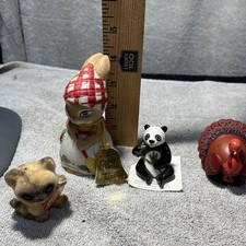 Vintage Miniature Figurine Lot: Jasco Bunny Bell, Hagen-Renaker Panda & More picture