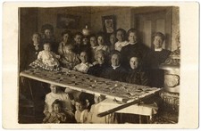 RPPC Quilting Bee In Progress, Pinwheel Design, 1912, Real Photo Postcard picture