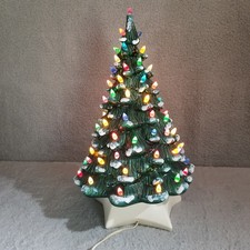 Holland Mold Stunning VTG  Ceramic Lighted Snow Capped Christmas Tree 19