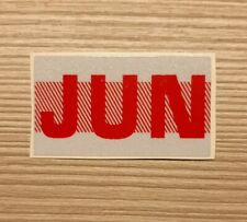 June, California DMV license plates month sticker tags. RED. YOM picture