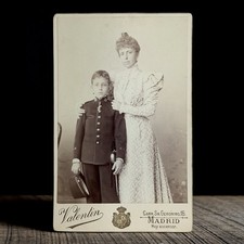 Antique Cabinet Photo of King Alfonso XIII of Spain & Mother Maria Christina picture