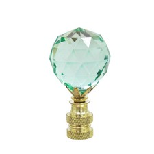 24007-21 Light Green Faceted Crystal Lamp Finial in Brass Plated Finish, 2-1/... picture