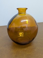 Vintage Amber Glass Globe Vase 6