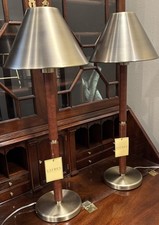 Pair of Ralph Lauren Home Brass & Leather Buffet Lamps NEW WITH TAGS picture