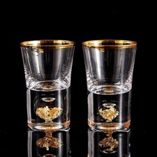 DUJUST Shot Glasses (1.5Oz), Crystal Shot Glass Set Decorated with 24K Gold Leaf picture