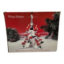 Vintage Silver Plated Godinger Christmas Tree Candle Holder NEW In Original Box picture