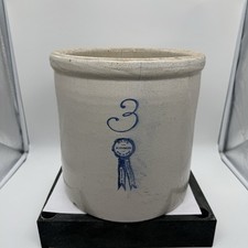 Vintage Buckeye Pottery Blue Ribbon 3 Gallon Stoneware Crock Macomb IL picture