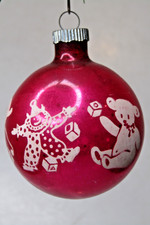 VTG 1960s Glass Pictured CLOWN DUCK TEDDY BALL Christmas Ornament Paragon RED picture