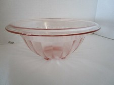 Vintage depression1 Hazel-Atlas Pink Ribbed Nesting Mixing Bowl 9.50” Wide 1930s picture